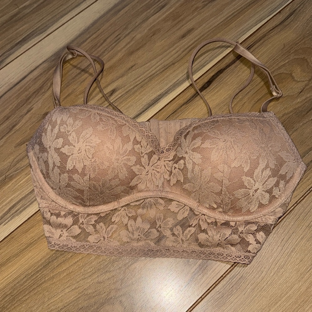 PINK Nude Lace Push Up Bra